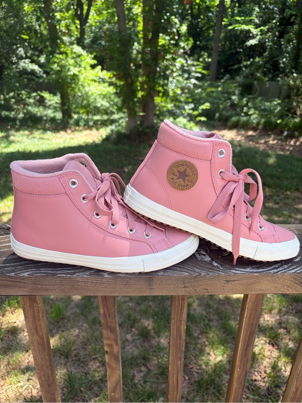 Converse All Leather Pink High Tops NWOT